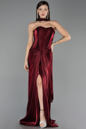Long Burgundy Chiffon Prom Gown ABU6732