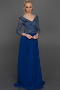 Long Sax Blue Prom Dress ABU337
