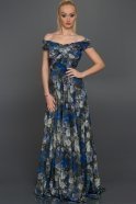 Long Sax Blue Evening Dress ABU036