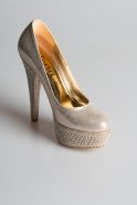 Gold Plastering Fabric Evening Shoes MJ4378