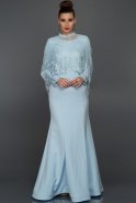 Long Blue Hijab Dress ABU351