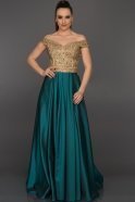 Long Gold-Oil Green Evening Dress ABU028