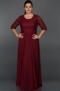 Long Cherry Colored Oversized Evening Dress NR5041