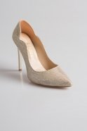 Light Gold Silvery Evening Shoes BA804