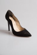 Black Silvery Evening Shoes BA804