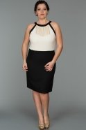 Short Black-Ecru Oversized Evening Dress N98555