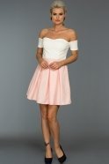 Short Ecru-Pink Evening Dress ES3569