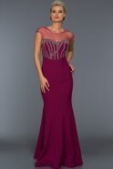 Long Cherry Colored Evening Dress W6053