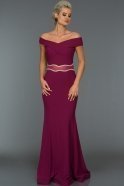 Long Cherry Colored Evening Dress W6059