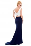 Long Navy Blue-White Evening Dress ALY5308