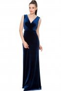 Long Navy Blue Velvet Evening Dress O4488