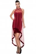 Short Burgundy Velvet Evening Dress ABO011