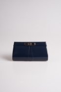 Navy Blue Patent Leather Portfolio Bags V416
