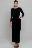 Long Black Velvet Evening Dress AR36743