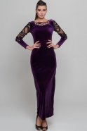 Long Purple Velvet Evening Dress AR36758