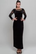 Long Black Velvet Evening Dress AR36758