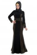 Black-Gold Hijab Dress AL8252