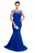 Sax Blue Large Size Evening Dress O4061