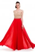 Long Red-Gold Evening Dress O3841