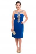 Sax Blue Large Size Evening Dress O7765