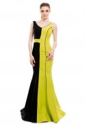 Long Black-Pistachio Green Evening Dress C3250