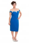 Sax Blue Oversized Evening Dress O3616