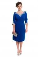 Sax Blue Large Size Evening Dress O7020