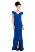 Long Sax Blue Evening Dress O3842