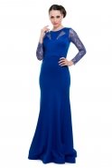Long Sax Blue Evening Dress C3202