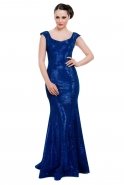 Long Sax Blue Evening Dress C3189