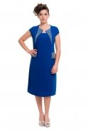 Sax Blue Large Size Evening Dress O7139