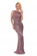 Long Rose Colored Evening Dress F1042