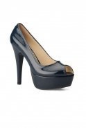 Navy Blue Patent Leather Evening Shoes AK84-120