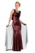 Long Burgundy Sequin Evening Dress M1379