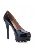 Black Patent Leather Platform Heel Evening Shoes AK400-325