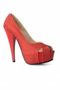 Red Silvery Evening Shoes AK216