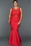 Long Red Oversized Evening Dress F2752