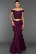 Long Violet Evening Dress C7154