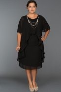 Short Black Oversized Evening Dress DS195