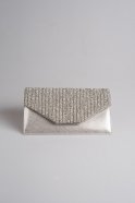 Silver Striped Stone Evening Handbags V430