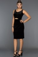Short Black Velvet Evening Dress ABK231