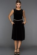 Short Black Velvet Evening Dress DS411