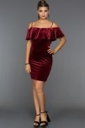 Short Burgundy Velvet Evening Dress ABK233
