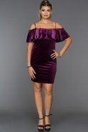 Short Purple Velvet Evening Dress ABK233