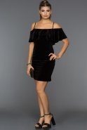 Short Black Velvet Evening Dress ABK233