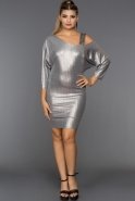 Short Silver Evening Dress F7299