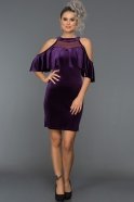 Short Purple Velvet Evening Dress AR38119
