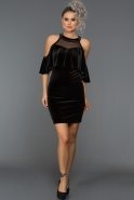 Short Black Velvet Evening Dress AR38119