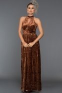 Long Brown Velvet Evening Dress BL2093