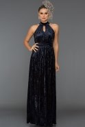 Long Navy Blue Velvet Evening Dress BL2093